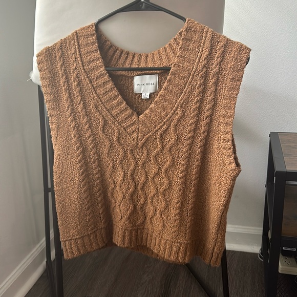 Pink Rose Sweaters - Brown tank sweater